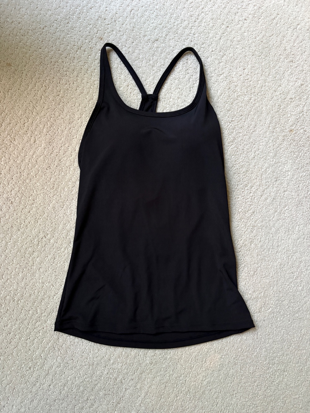 Black Ribbed Racerback Tank Top w/ Built In Bra